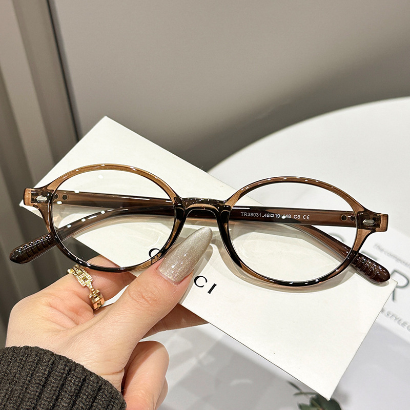 Fake Nerd Oval Frame Women's Tortoiseshell Glasses, Ultra-Light TR90 Plain Face Eyeglass Frames 图5